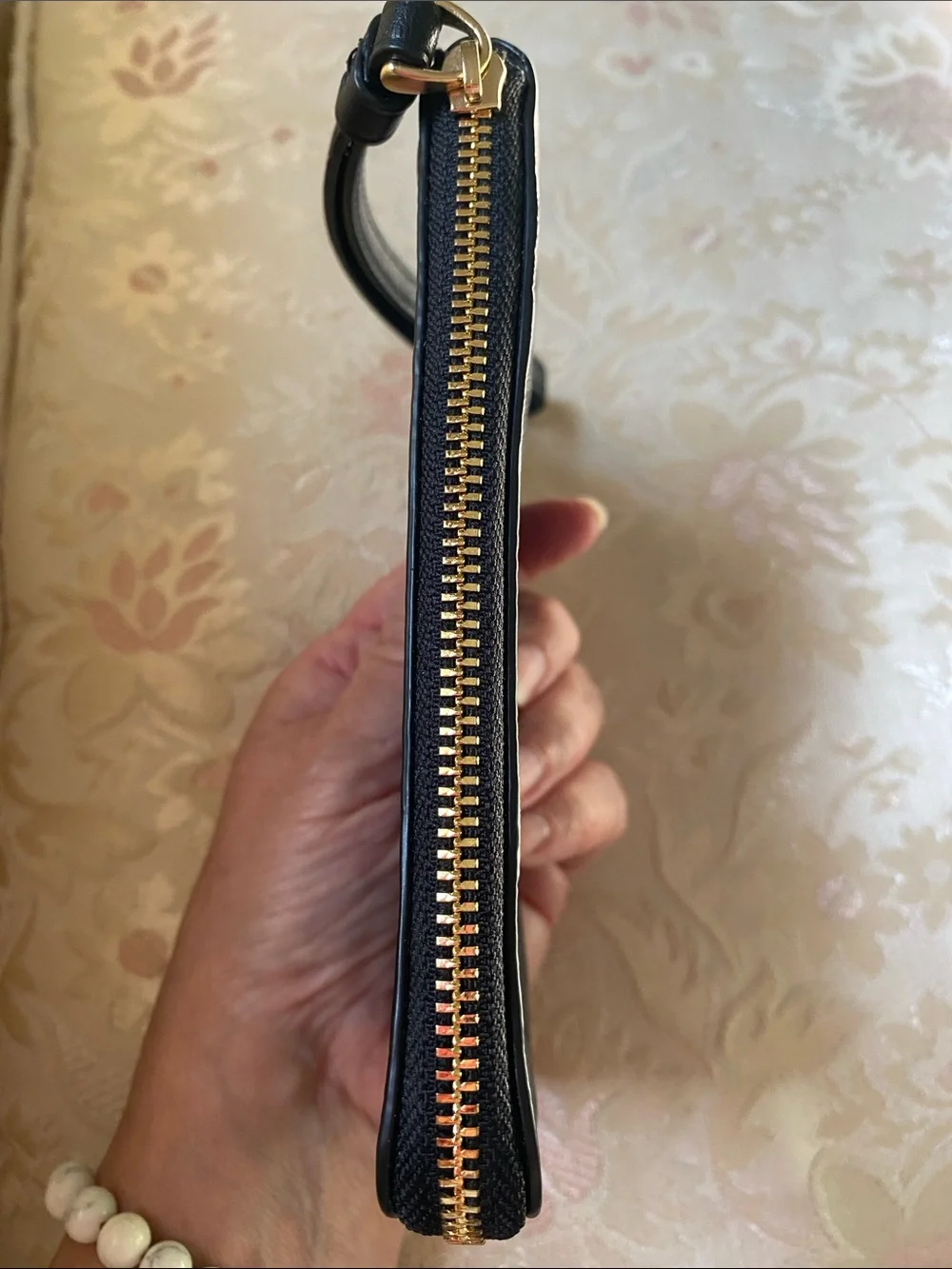 Coach Black Embossed Signature Wristlet with Gold Hardware